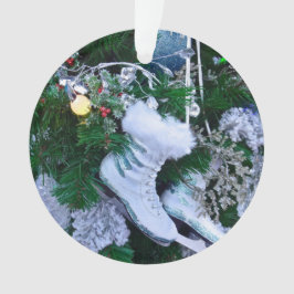 Ornamento Skates de gelo azuis e com pelo na árvore de Natal