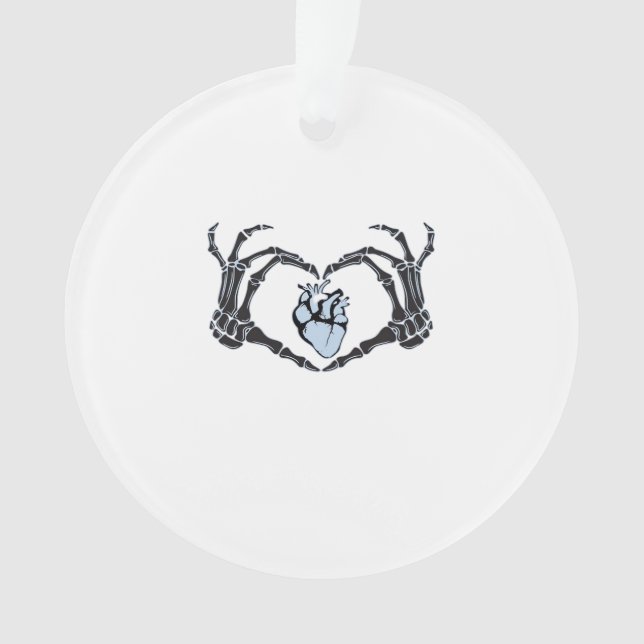 Ornamento Skeleton Heart Mãos Clássicas Design para Hallowee (Frente)