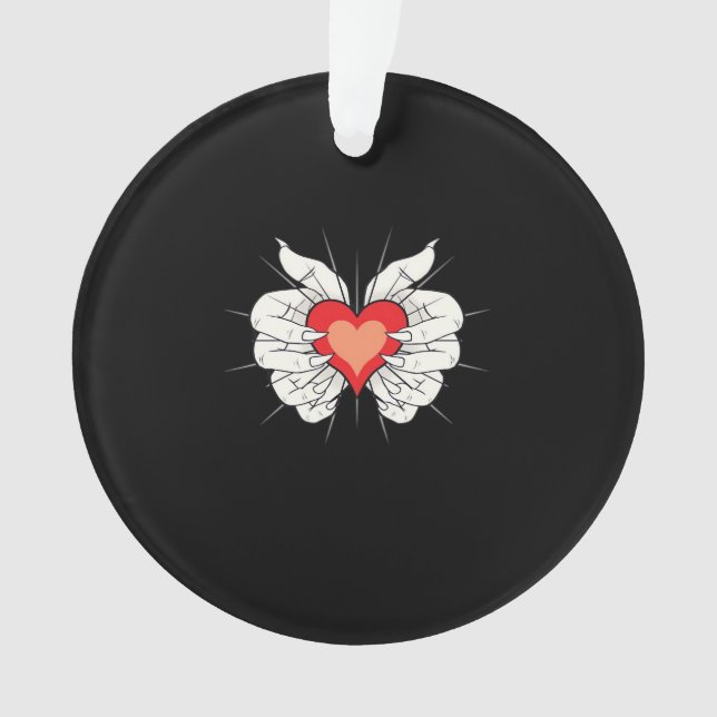 Ornamento Skeleton Mãos Cardíaco Clássico (Frente)