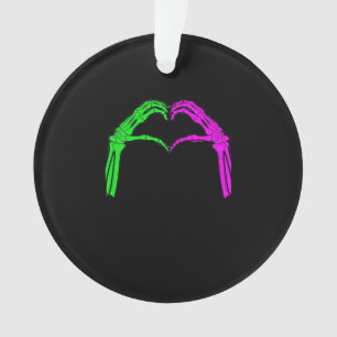 Ornamento Skeleton Mãos Sinais de Coração Retro Figurino de 