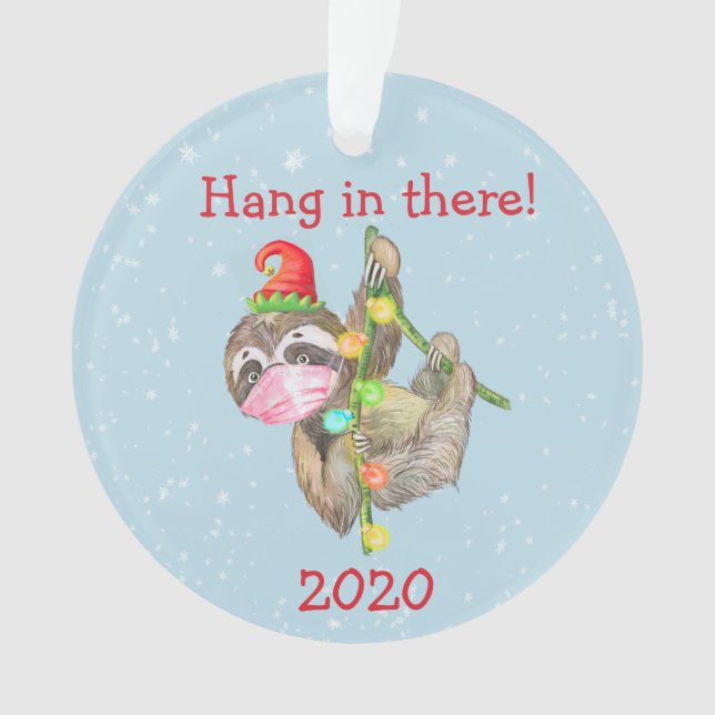 Ornamento Sloth Hang in This Christmas Face Mask 2020 (Frente)