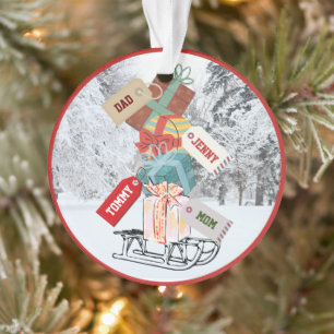 Ornamento Snow Forest Christmas Sled Gifs Nome Cute Vintage