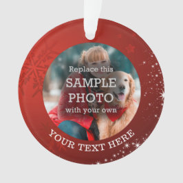 Ornamento Snowflake Stars Photo Red