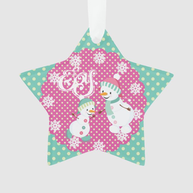 Ornamento Snowman Joy Holiday - Estrela - Arnaço acrílico (Frente)