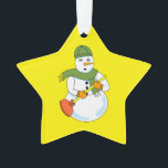Ornamento Snowman Plumber<br><div class="desc">Um boneco de neve segurando um êmbolo é um design de presente engraçado para os empreiteiros de canalização nos aniversários e feriados de inverno. A data pode ser alterada.</div>