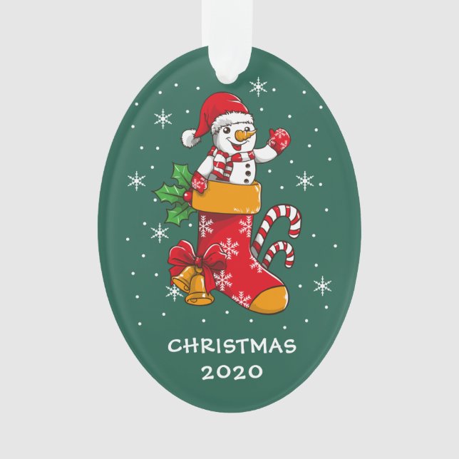 Ornamento Snowman Snowflakes Natal 2020 Verde (Frente)