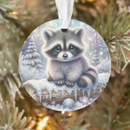 Ornamento Snowy Log Raccoon & Ornament Ball