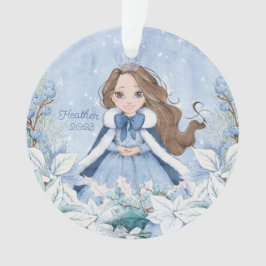 Ornamento Snowy Winter Brunette Princess