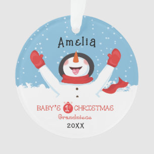 Ornamento Sobrinha-neta Bebê No Primeiro Natal Personalizado