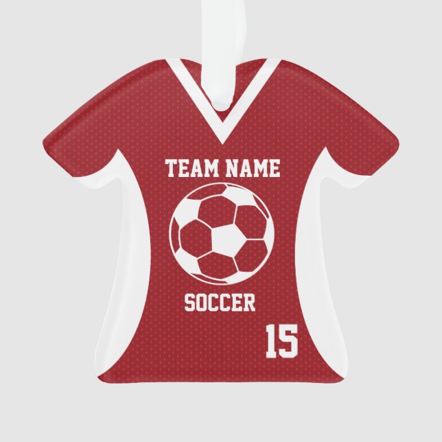 Ornamento Soccer Sports Jersey Red com foto (Frente)