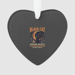 Ornamento Sociedade Humana Black Cat Halloween Crescente Lua