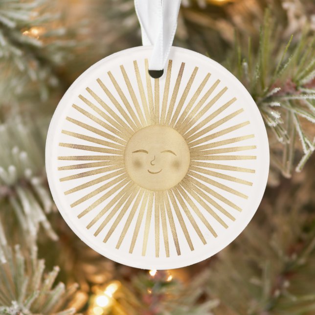 Ornamento Sol Dourado Celestial Feliz Sunshine Boho Moderno  (Árvore)
