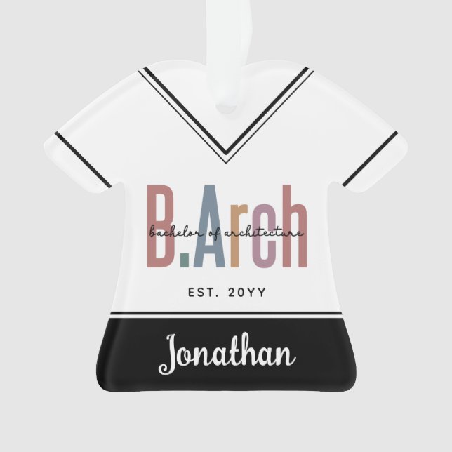 Ornamento Solteiro BArch personalizado de graduação de arqui (Frente)