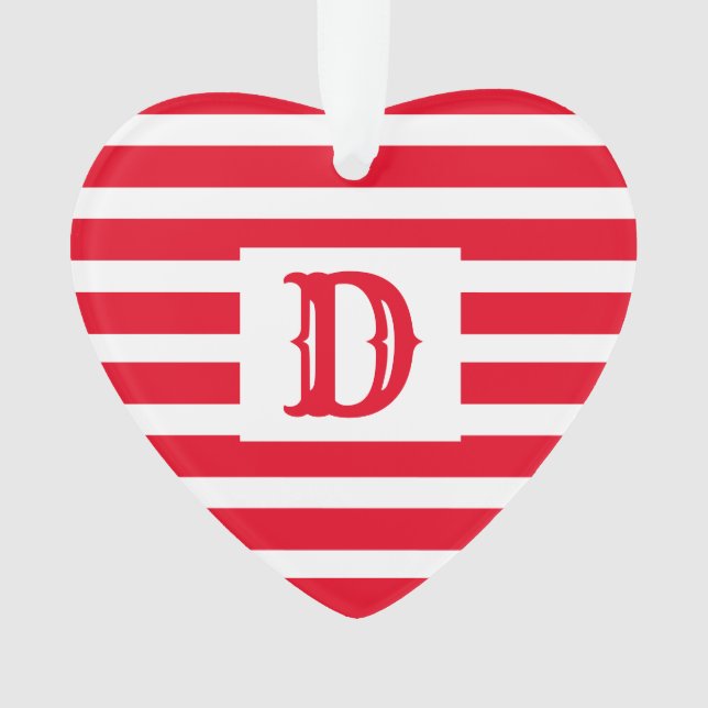 Ornamento Solteiro Design com faixa branca, vermelho e branc (Frente)