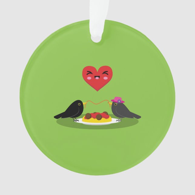 Ornamento Spaghetti Meatball Data Romântica (Frente)