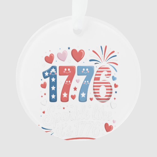 Ornamento Sparkle Like It's 1776 4º de julho Fireworks (Frente)