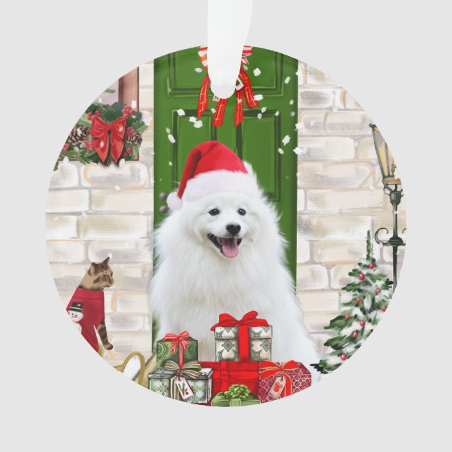Ornamento Spitz Dog Christmas (Frente)