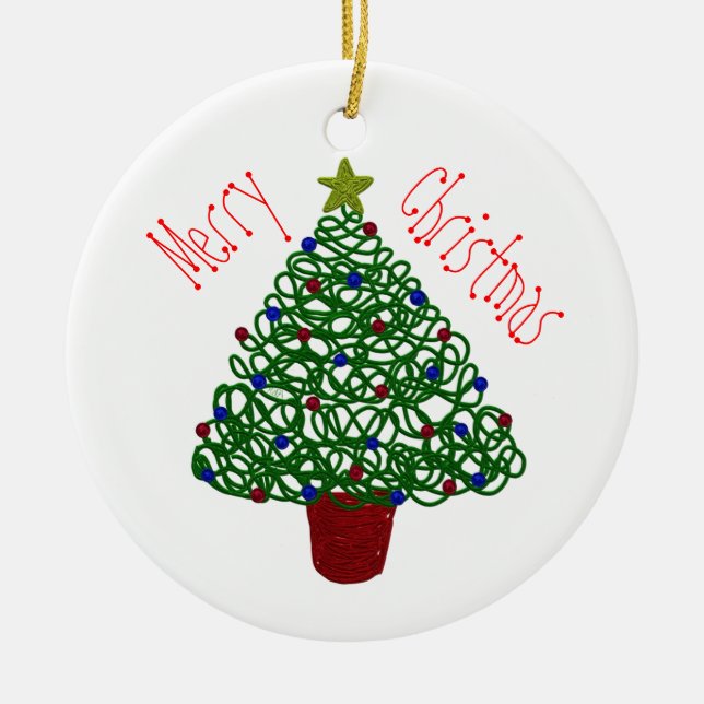 Ornamento Squiggly da árvore de Natal (Frente)