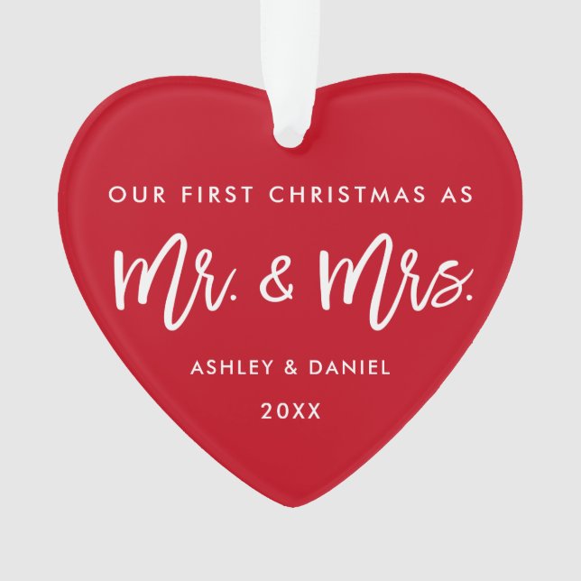 Ornamento Sr. Sra. Vermelho do Natal do roteiro moderno da (Frente)