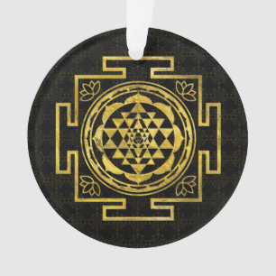 Ornamento Sri dourado Yantra/Sri Chakra