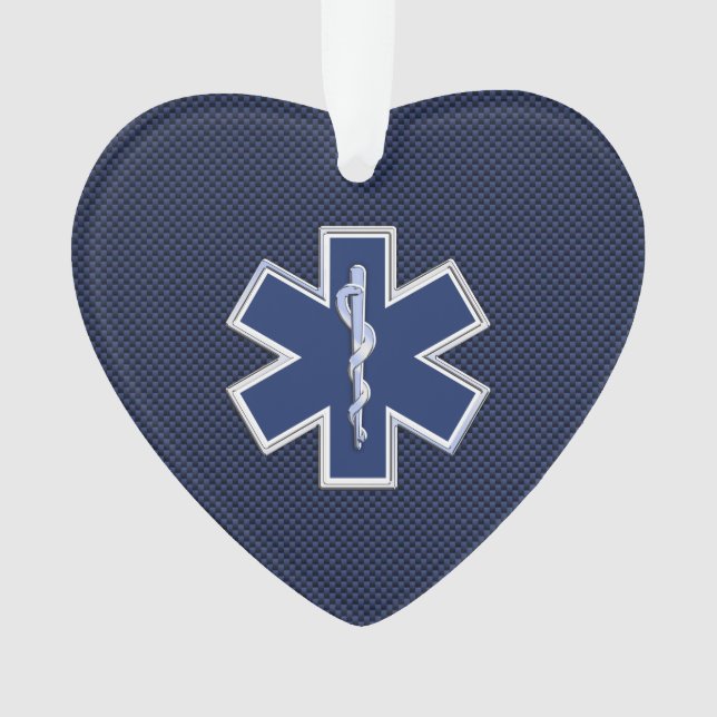 Ornamento Star of Life Paramedic EMS on Blue Carbon Fiber (Frente)