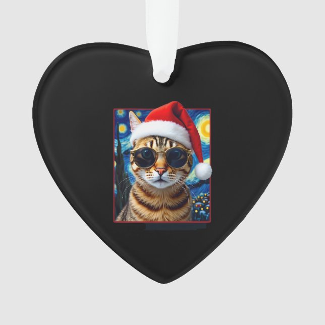Ornamento Starry Night Orange Tabby Cat Christmas (Frente)