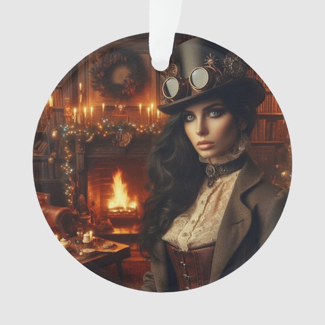 Ornamento Steampunk Vintage Victorian Lady Christmas (Frente)