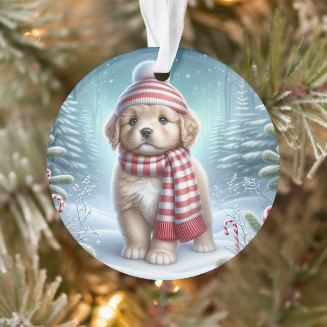 Ornamento Striped Scarf Puppy & Candy Cane Glow  (Árvore)