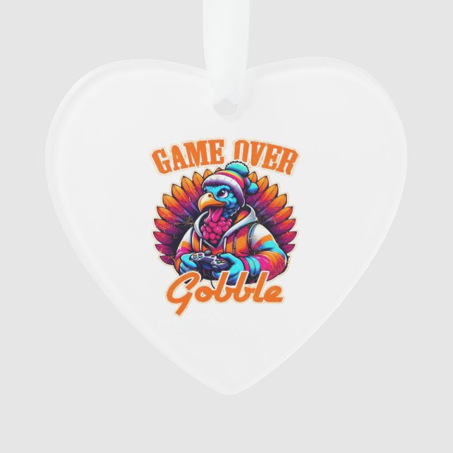 Ornamento Stylized Hoodie Turkey Gamer with Distressed Orang (Frente)