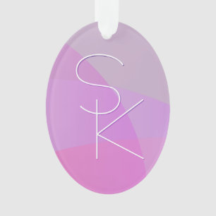 Ornamento Suas Iniciais Sobrepostas Geométrico Cor-de-Rosa