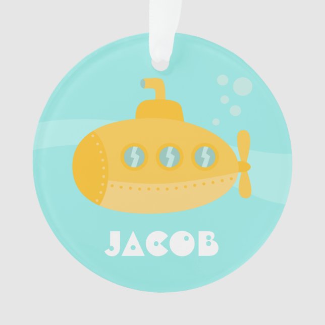 Ornamento Submarino amarelo bonito, subaquático, para (Frente)