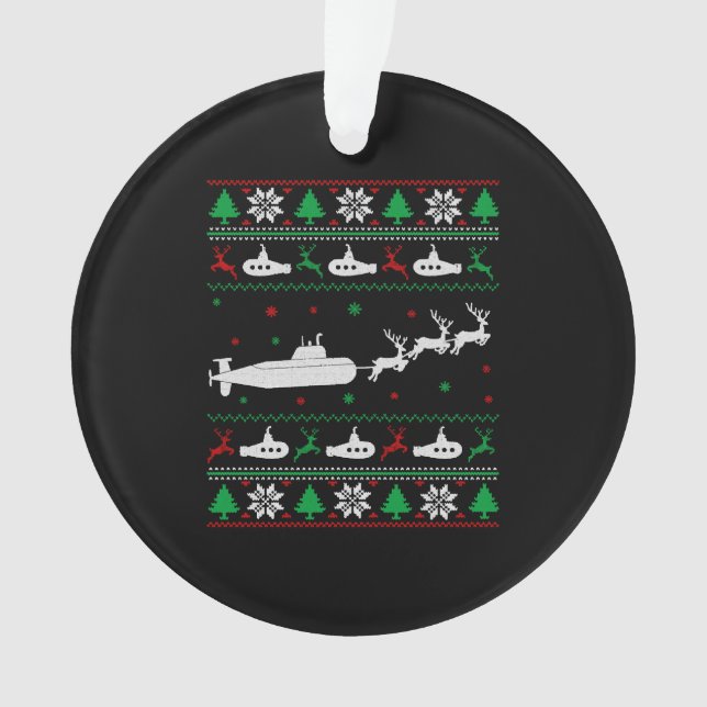 Ornamento Submarino Submarino marinho Suéter de Natal Feio (Frente)