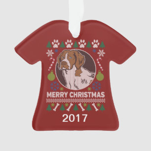 Ornamento Suéter de Natal Brittany Spaniel Ugly