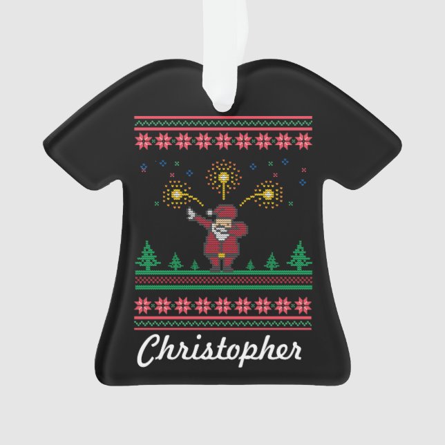 Ornamento Suéter de Natal Feio para Papais noeis (Frente)