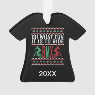 Ornamento Suéter de Natal Feio Personalizado BMX Rider