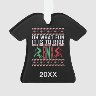 Ornamento Suéter de Natal Feio Personalizado BMX Rider