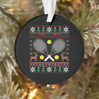 Ornamento Suéter Feio de Racket de Tênis de Natal Rena Xmas
