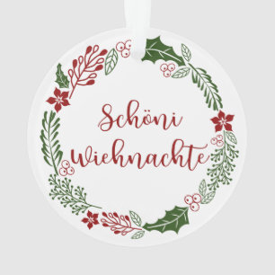 Ornamento Suíça Feliz Natal Wreath, Schöni Wiehnachte