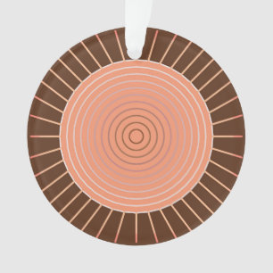 Ornamento Sunburst Geométrico Moderno - Peach e Brown