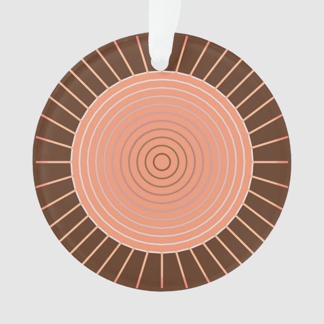 Ornamento Sunburst Geométrico Moderno - Peach e Brown (Frente)