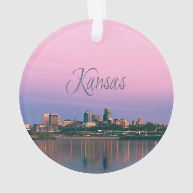 Ornamento Sunset Linha Sky Line da Cidade de Kansas (Verso)