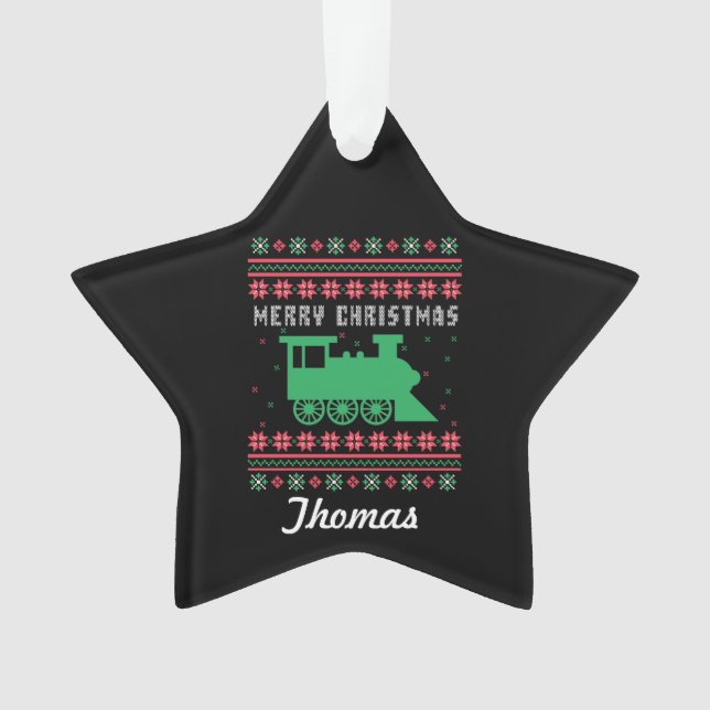 Ornamento Suor de Natal Feio do Comboio Locomotivo (Frente)