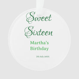 Ornamento Sweet Sixteen green name date calligraphy boho ret
