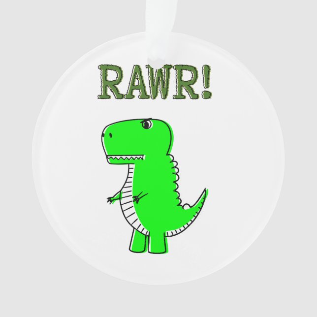 Ornamento T-Rex RAWR bonito e com raiva (Frente)