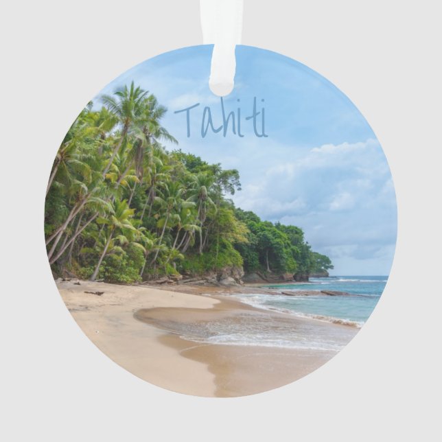 Ornamento Tahiti Sand Beach Blue Sky Palm Trees (Verso)