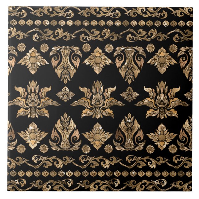 Ornamento Tailandês - Dourado e Preto (Frente)