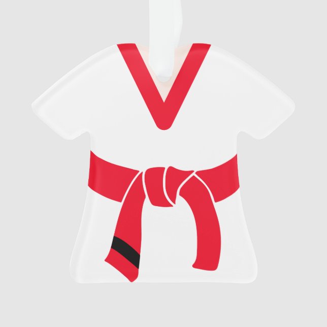 Ornamento Tang Soo Do Martial Arts Red Belt Personalizado (Frente)