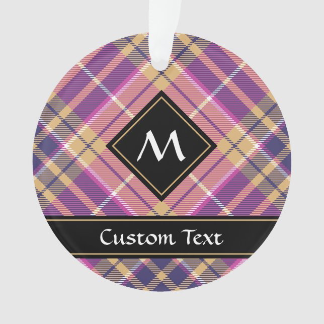 Ornamento Tartan rosa, Dourado e azul (Frente)