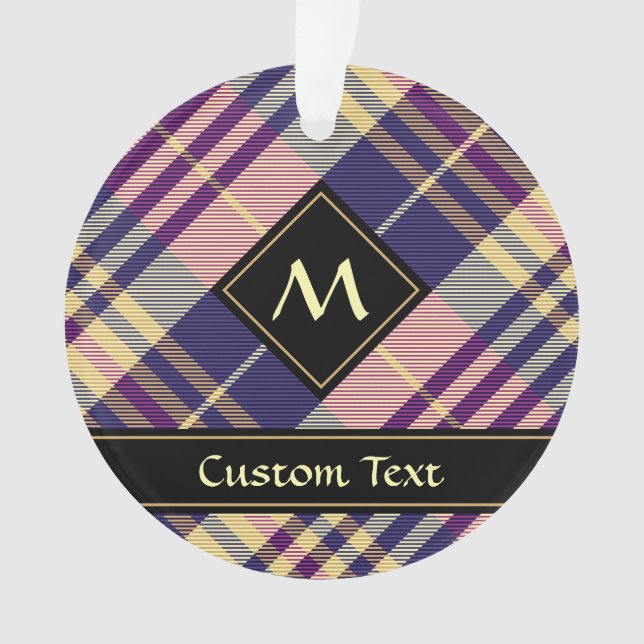 Ornamento Tartan roxo, Dourado e azul (Frente)
