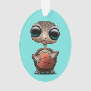 Ornamento Tartaruga bonito do bebê que joga com basquetebol